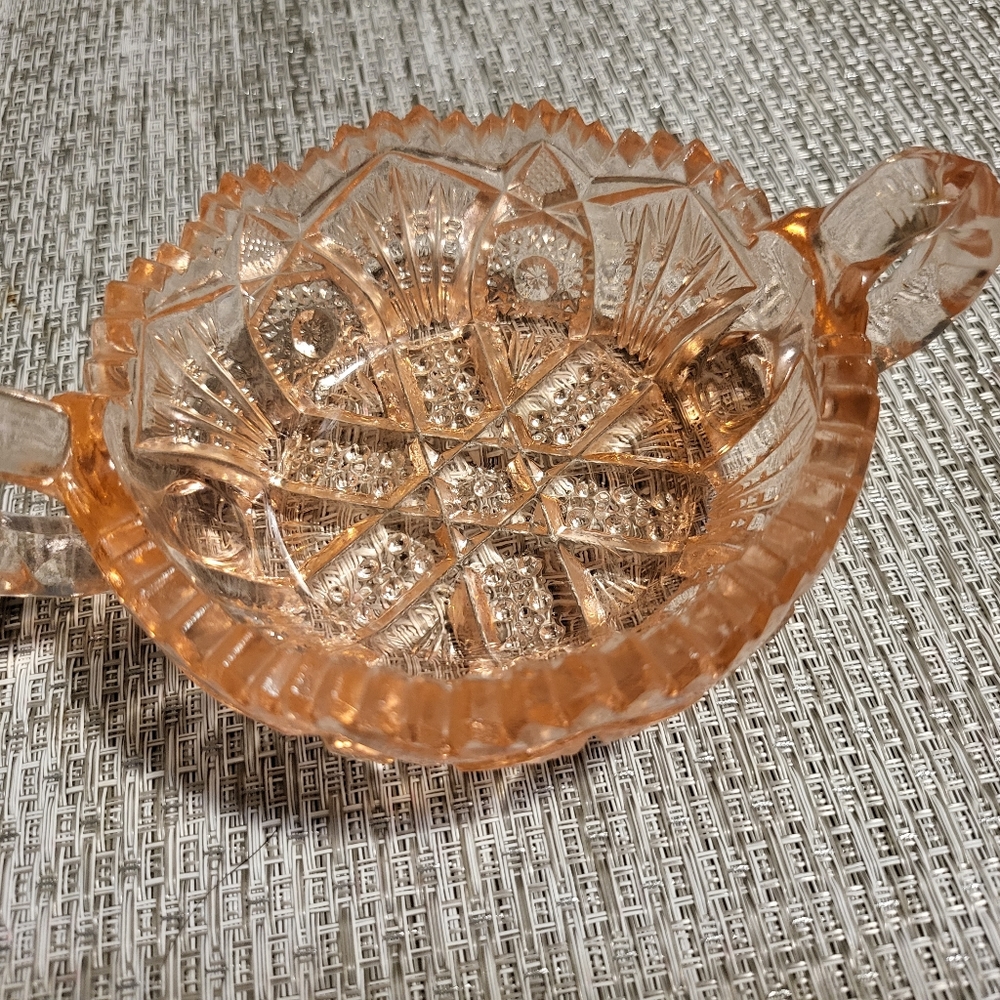 Vtg Pink Glass Dbl Handled Mint, Nut, Candy or Relish Dish